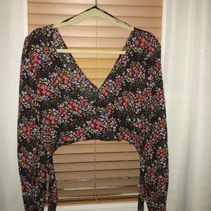 Forever 21 flower crop top with ties